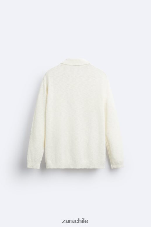 ropa cl Zara hombres polo de punto texturizado crudo JJ06N41230