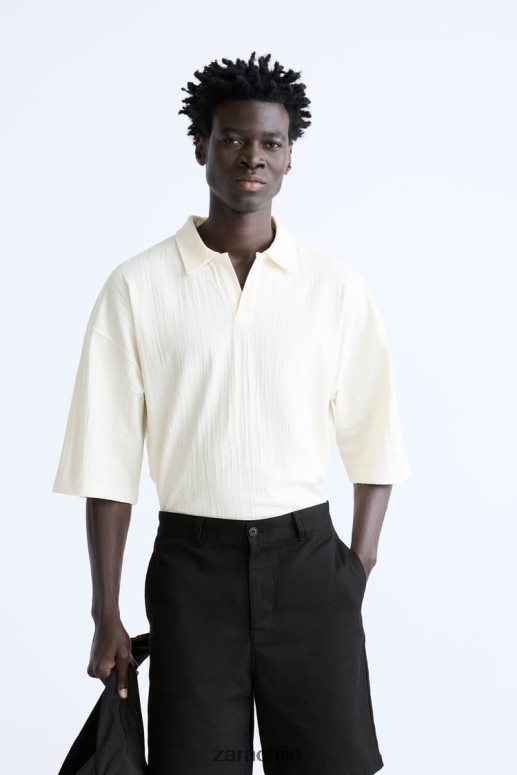 ropa cl Zara hombres polo texturizado beige JJ06N41223