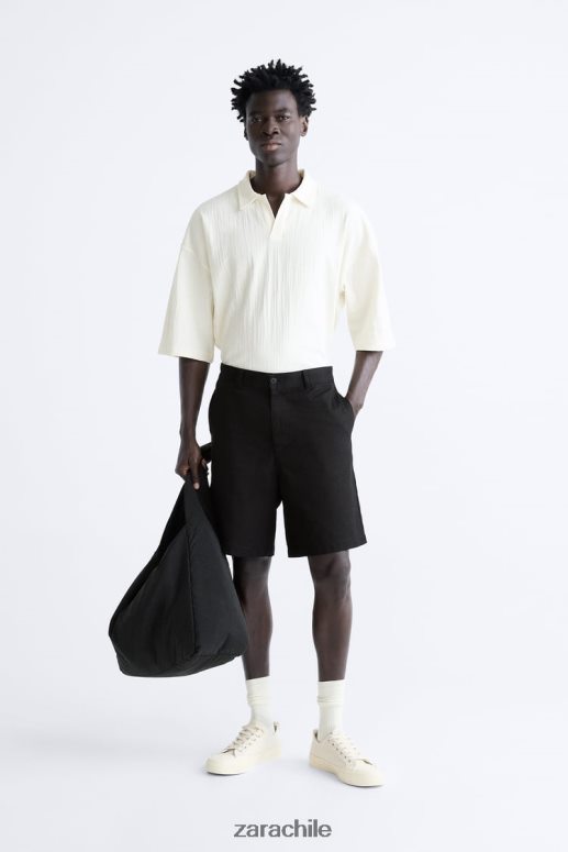 ropa cl Zara hombres polo texturizado beige JJ06N41223