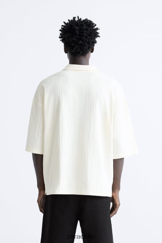 ropa cl Zara hombres polo texturizado beige JJ06N41223