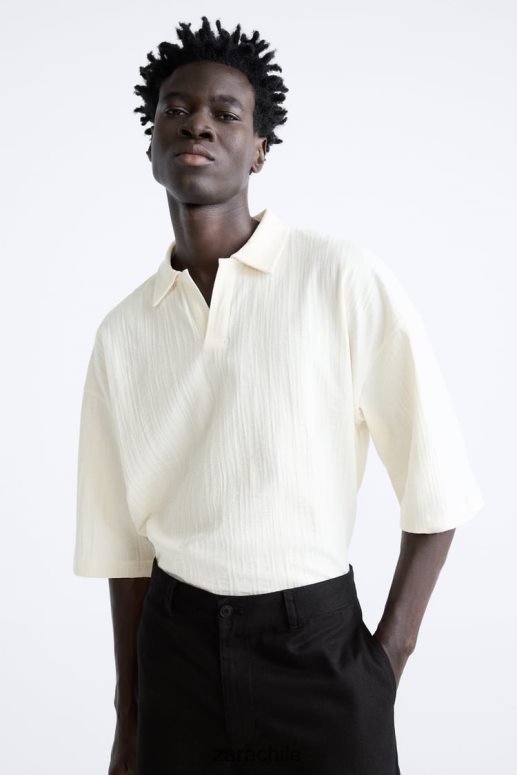 ropa cl Zara hombres polo texturizado beige JJ06N41223