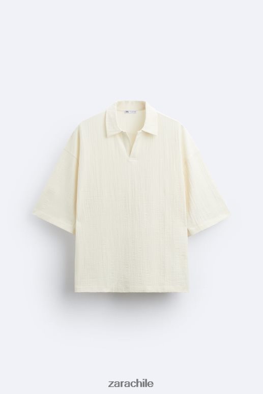 ropa cl Zara hombres polo texturizado beige JJ06N41223