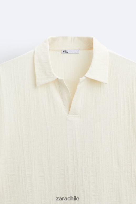 ropa cl Zara hombres polo texturizado beige JJ06N41223