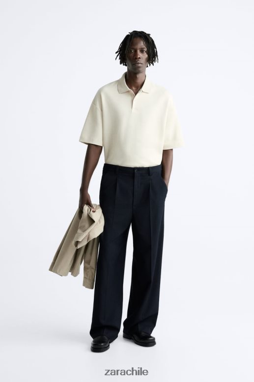 ropa cl Zara hombres polo texturizado marrón topo JJ06N41220