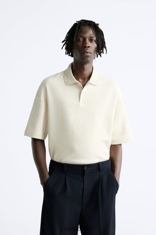 ropa cl Zara hombres polo texturizado marrón topo JJ06N41220