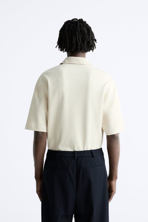 ropa cl Zara hombres polo texturizado marrón topo JJ06N41220