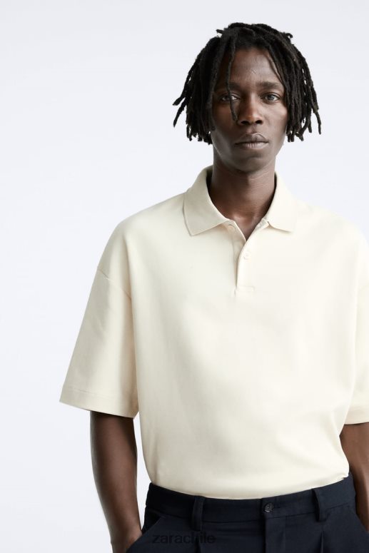 ropa cl Zara hombres polo texturizado marrón topo JJ06N41220