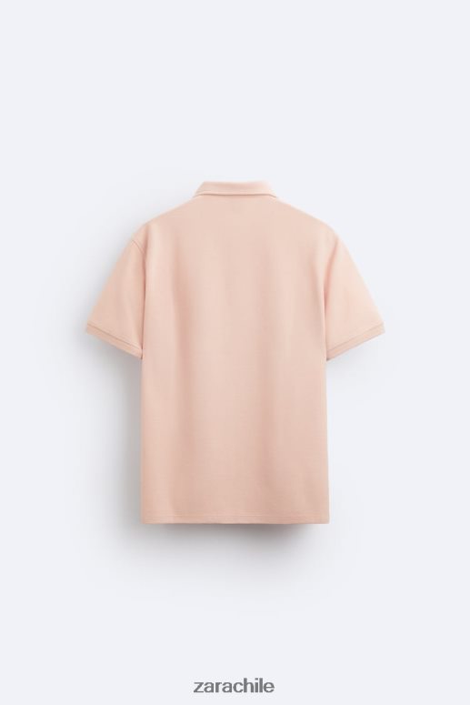 ropa cl Zara hombres polo texturizado rosa descolorido JJ06N41229