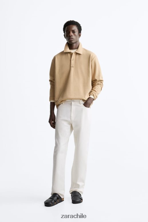 ropa cl Zara hombres sudadera polo bronceado suave JJ06N41232