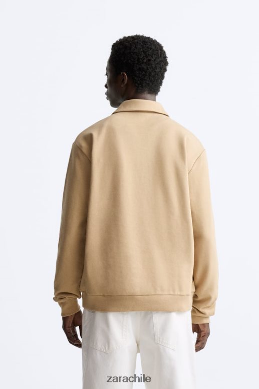 ropa cl Zara hombres sudadera polo bronceado suave JJ06N41232
