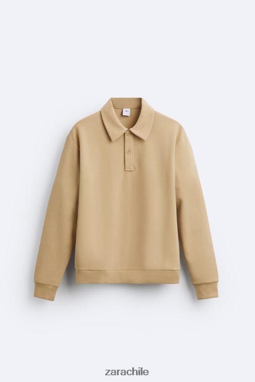 ropa cl Zara hombres sudadera polo bronceado suave JJ06N41232