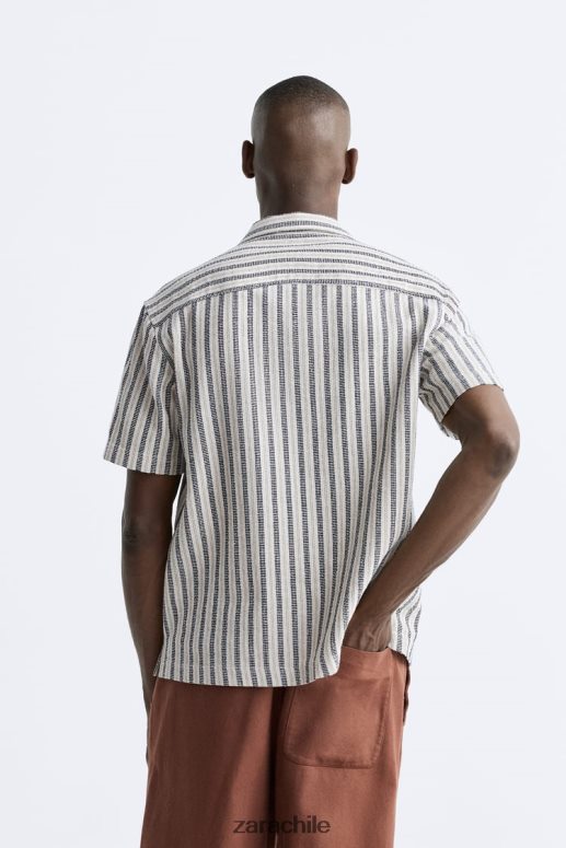 ropa cl Zara hombres camisa a rayas jacquard Azul marino JJ06N4990