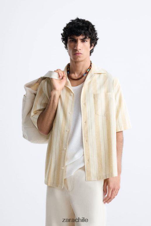 ropa cl Zara hombres camisa a rayas jacquard amarillo JJ06N4993