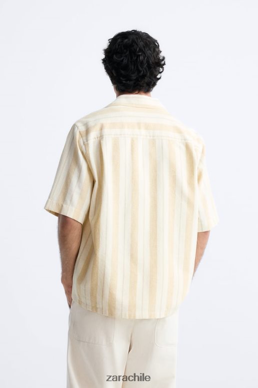 ropa cl Zara hombres camisa a rayas jacquard amarillo JJ06N4993