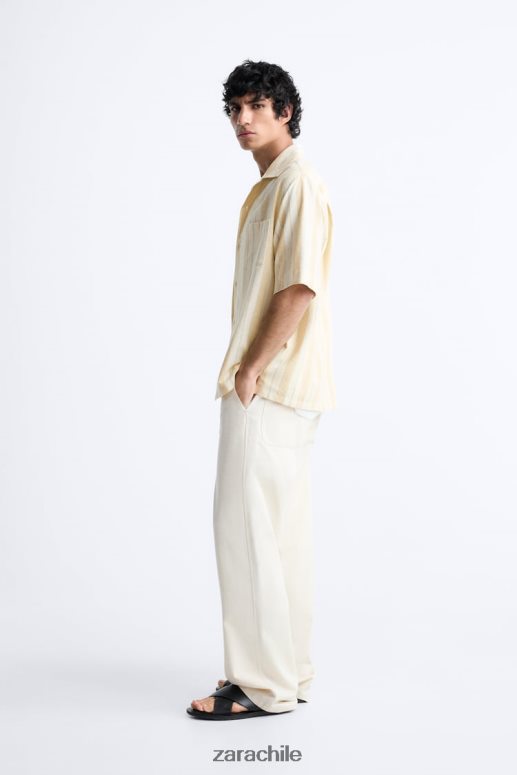 ropa cl Zara hombres camisa a rayas jacquard amarillo JJ06N4993