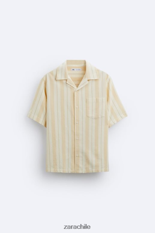 ropa cl Zara hombres camisa a rayas jacquard amarillo JJ06N4993