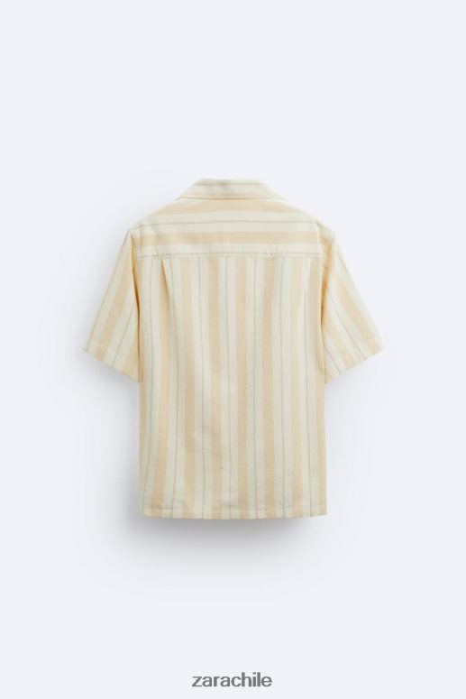 ropa cl Zara hombres camisa a rayas jacquard amarillo JJ06N4993
