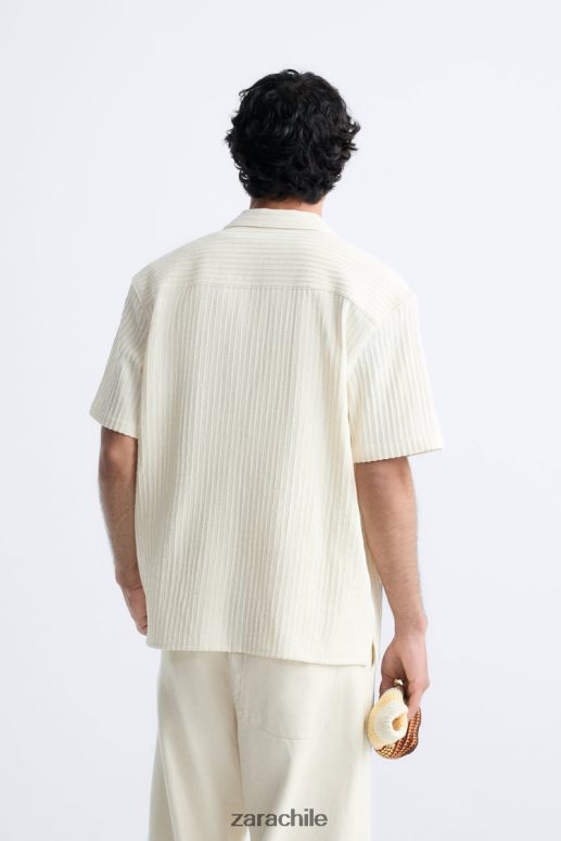 ropa cl Zara hombres camisa a rayas jacquard crudo JJ06N4992