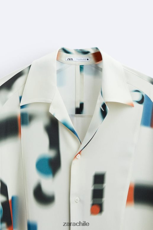 ropa cl Zara hombres camisa con estampado abstracto impreso JJ06N4975