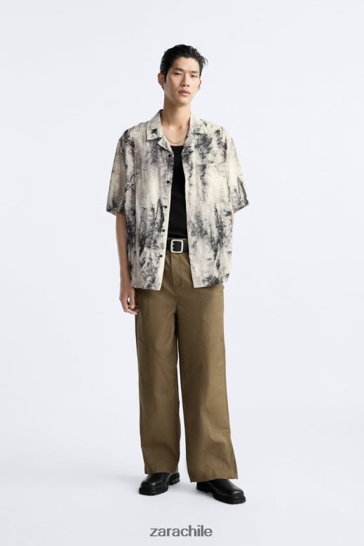 ropa cl Zara hombres camisa con estampado abstracto impreso JJ06N4987