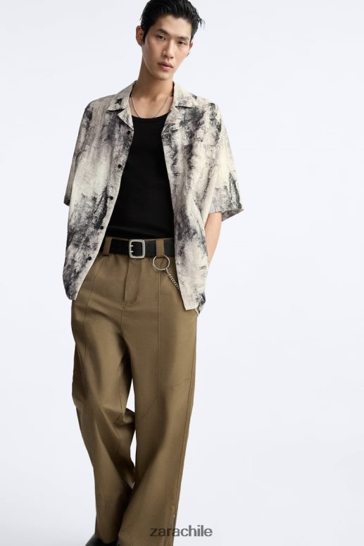 ropa cl Zara hombres camisa con estampado abstracto impreso JJ06N4987