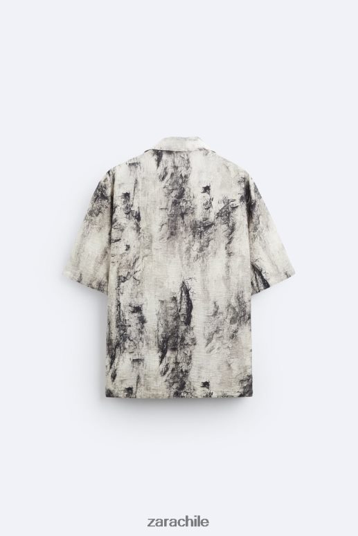 ropa cl Zara hombres camisa con estampado abstracto impreso JJ06N4987