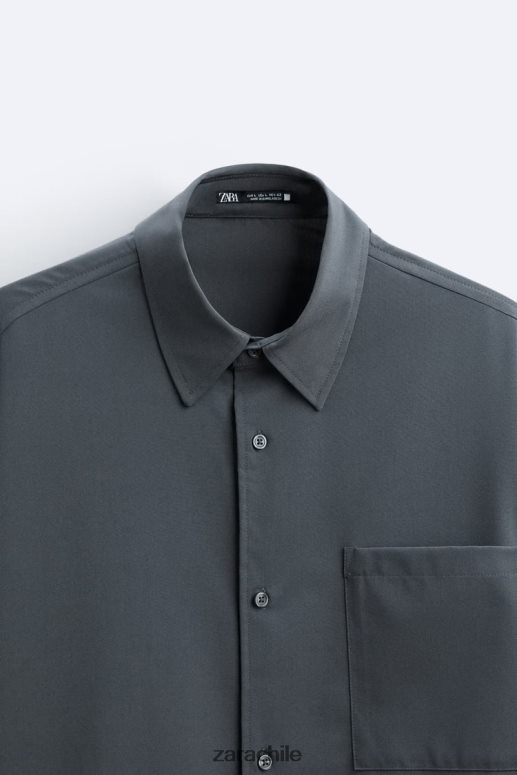 ropa cl Zara hombres camisa con mangas a capas gris antracita JJ06N4974