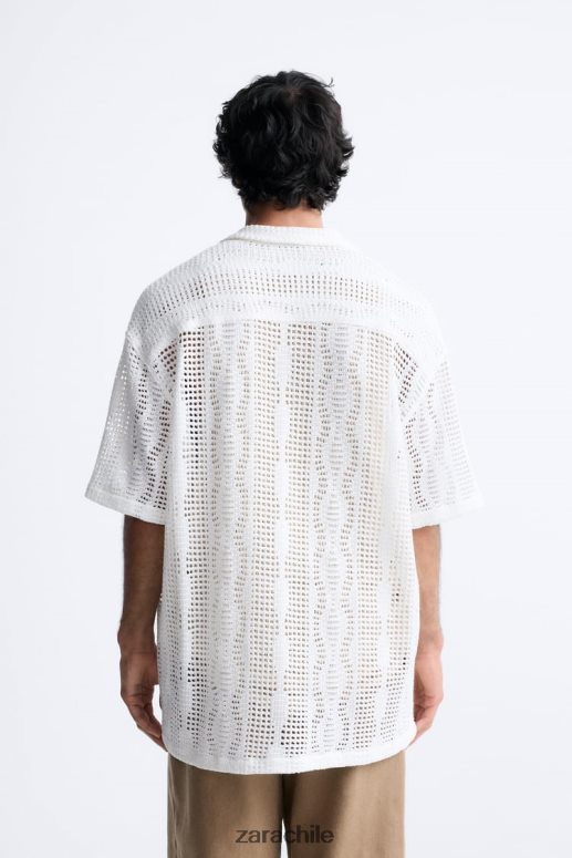 ropa cl Zara hombres camisa con textura de crochet crudo JJ06N41005