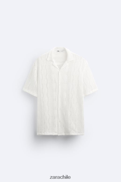 ropa cl Zara hombres camisa con textura de crochet crudo JJ06N41005