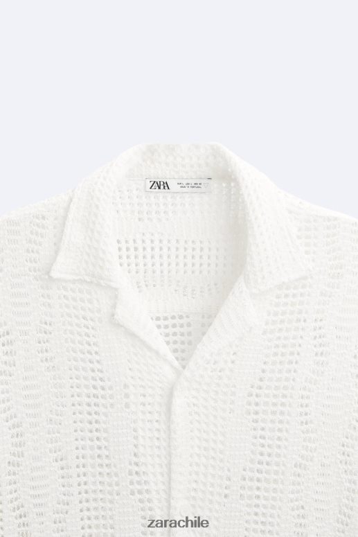 ropa cl Zara hombres camisa con textura de crochet crudo JJ06N41005