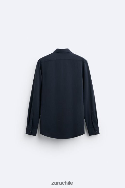 ropa cl Zara hombres camisa elástica Azul marino JJ06N4997