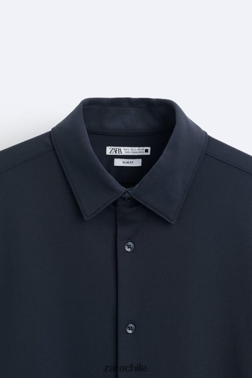 ropa cl Zara hombres camisa elástica Azul marino JJ06N4997