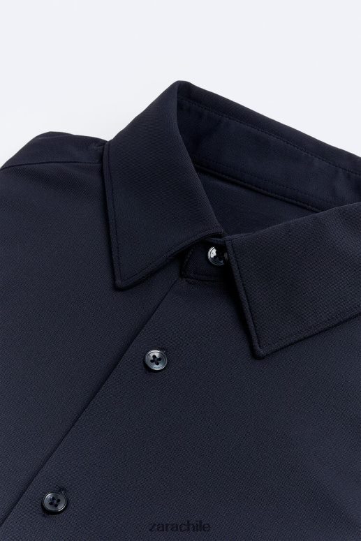 ropa cl Zara hombres camisa elástica Azul marino JJ06N4997