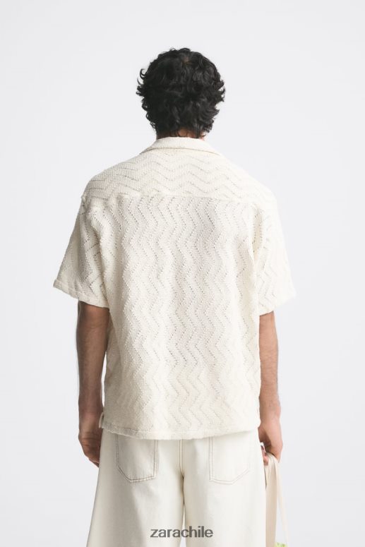 ropa cl Zara hombres camisa estructurada ostra blanca JJ06N41008