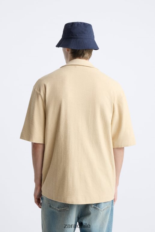 ropa cl Zara hombres camisa holgada crudo JJ06N41015