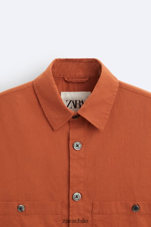 ropa cl Zara hombres camisa holgada edición limitada naranja JJ06N41189