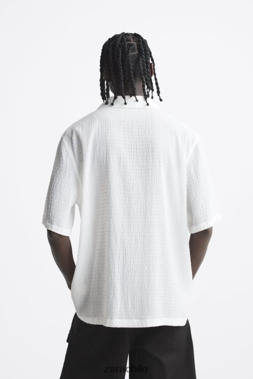 ropa cl Zara hombres camisa texturizada blanco JJ06N41016