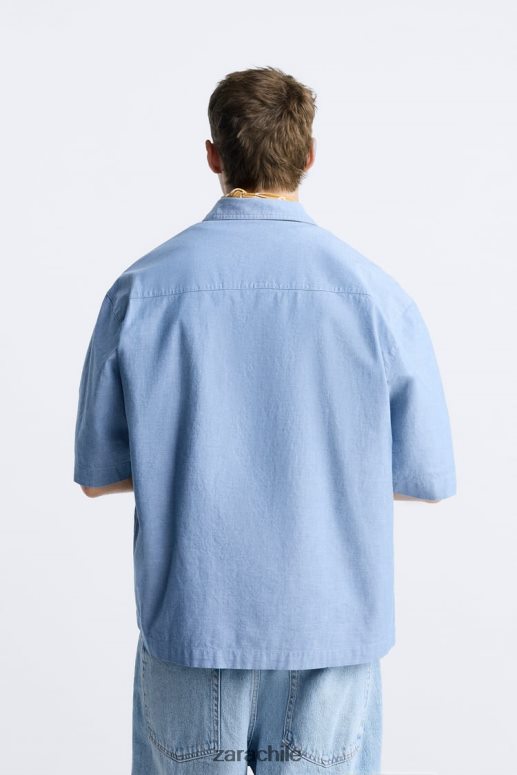 ropa cl Zara hombres camisa vaquera azul JJ06N4979