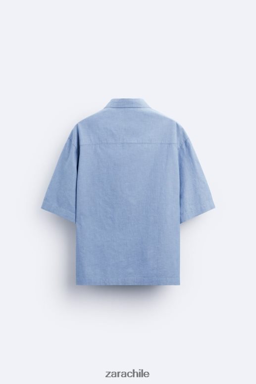 ropa cl Zara hombres camisa vaquera azul JJ06N4979