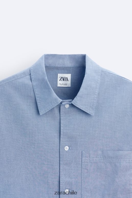 ropa cl Zara hombres camisa vaquera azul JJ06N4979