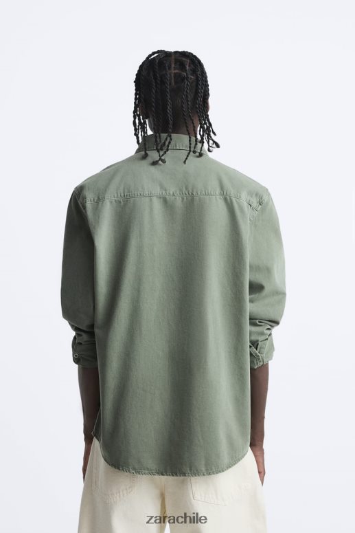 ropa cl Zara hombres camisa vaquera caqui JJ06N4980