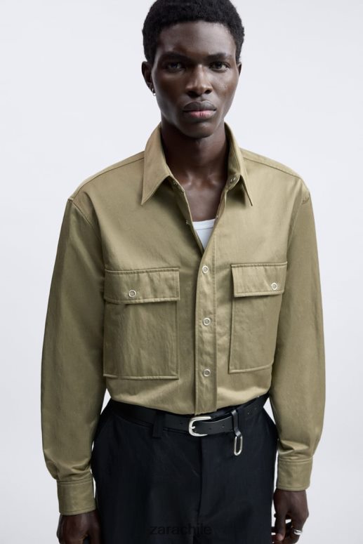 ropa cl Zara hombres camiseta técnica edición limitada verde oliva JJ06N41182