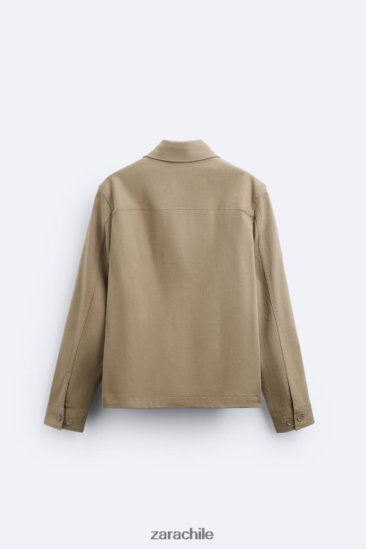 ropa cl Zara hombres sobrecamisa con bolsillo arena JJ06N41179