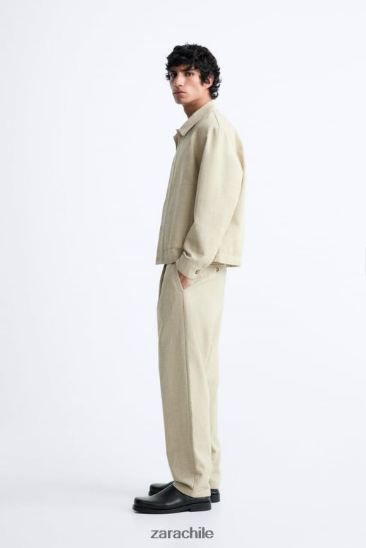 ropa cl Zara hombres sobrecamisa de tejido texturizado rústico marrón topo JJ06N41174