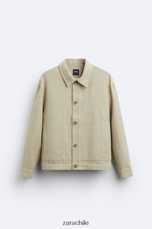 ropa cl Zara hombres sobrecamisa de tejido texturizado rústico marrón topo JJ06N41174