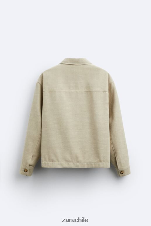 ropa cl Zara hombres sobrecamisa de tejido texturizado rústico marrón topo JJ06N41174
