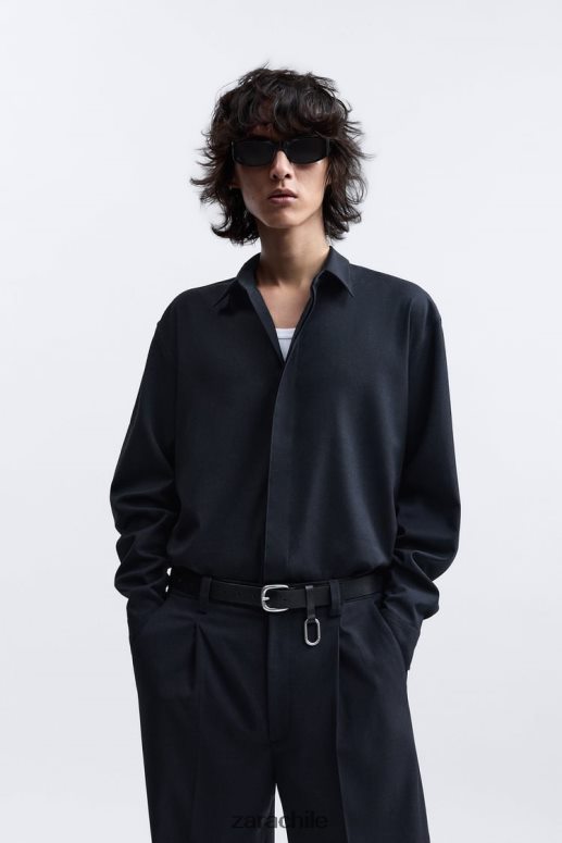 ropa cl Zara hombres sobrecamisa oversize edición limitada Azul marino JJ06N41188