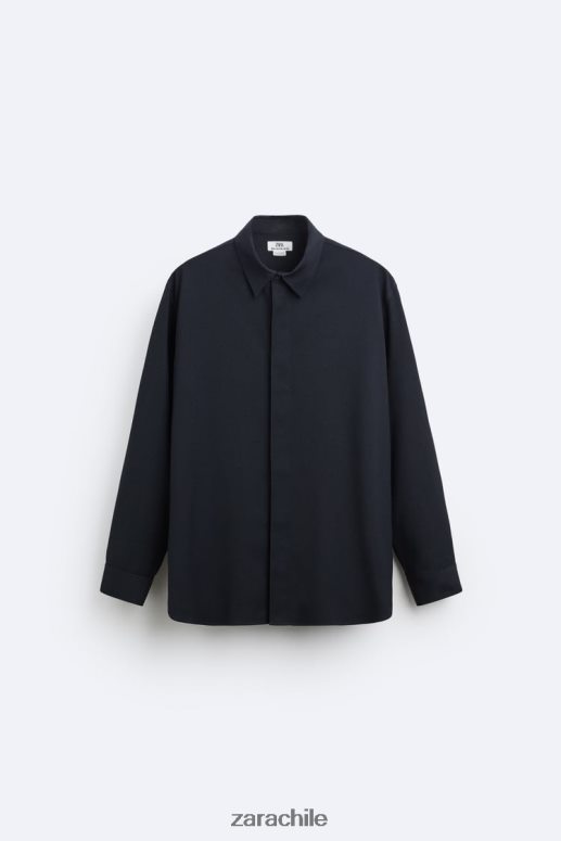 ropa cl Zara hombres sobrecamisa oversize edición limitada Azul marino JJ06N41188