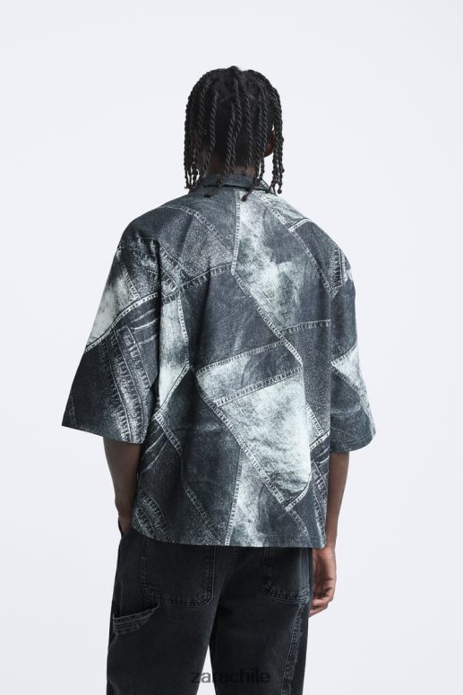 ropa cl Zara hombres sobrecamisa vaquera impreso JJ06N41170