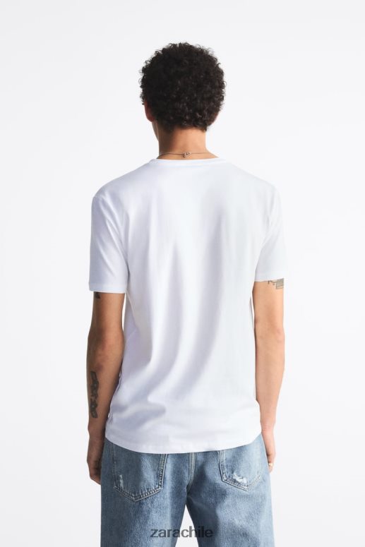 ropa cl Zara hombres camiseta básica ajustada blanco JJ06N41195